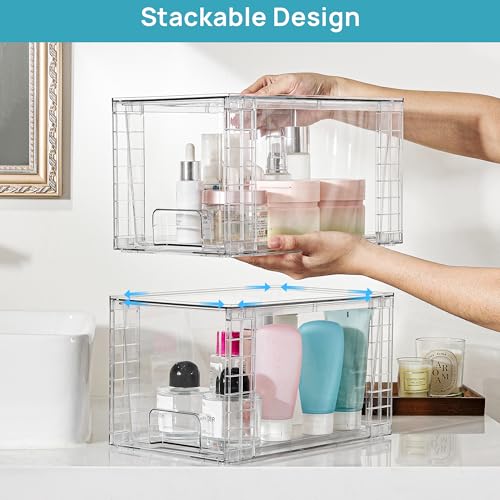 6 Pack Large Stackable Storage Drawers (Clear( 6 Pack) / Large)