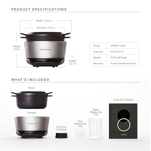 Musui Kamado Cast Iron Induction Cooker (Matte Black & Silver)
