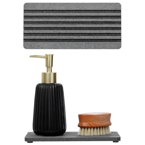 2PCS Diatomite Quick Stone Drying Tray Mat For Bathroom & Kitchen Counter (Charcoal / 8"x 3.8")