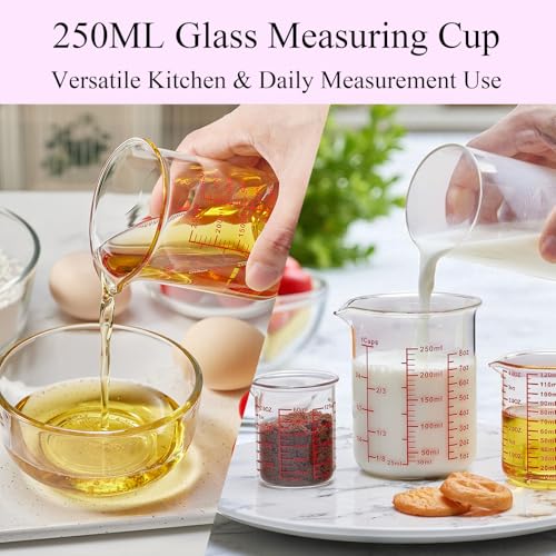 3 Piece Glass Measuring Cup Set (1/2Cups/1Cups/2Cups Measuring Cup Set)