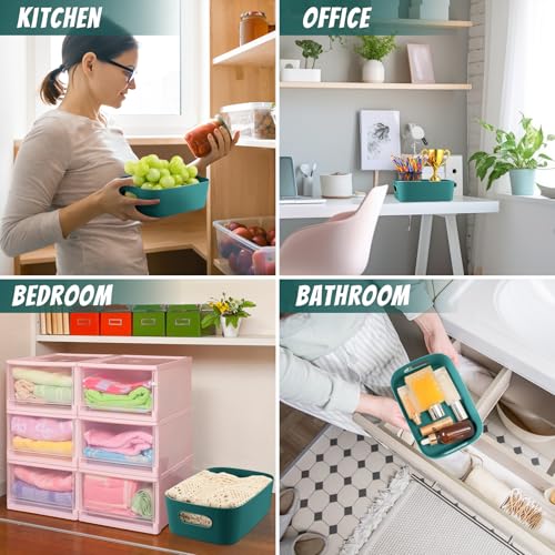 Green Plastic Storage Bins (Green / 8 x 5.7 x 3 in)