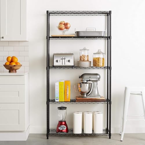 5 Shelf Adjustable Heavy Duty Steel Wire Rack (5 -Shelf / 36" L x 14" W x 72" H / Chrome)