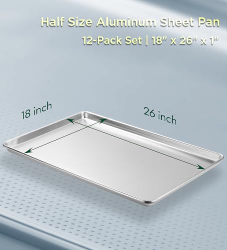 12 Pack Aluminum Sheet Pan (26 x18 Inch (12-Pack))