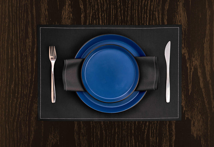 Albie Stoneware 16 (16 Piece - Service for 4 / Blue and Black)