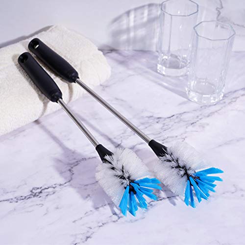 Stainless Steel Bottle Brush with Replaceable Head (White / 13 Inch (Pack of 2))