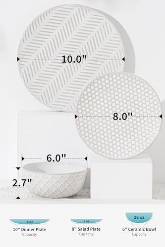 12 Piece Embossed Dinnerware Sets for 4