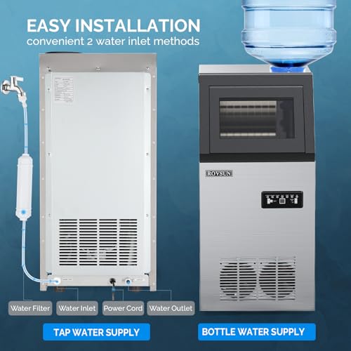 110LBS 24H Countertop Ice Maker with 2 Water Inlets (Silver & Black / 110LB)