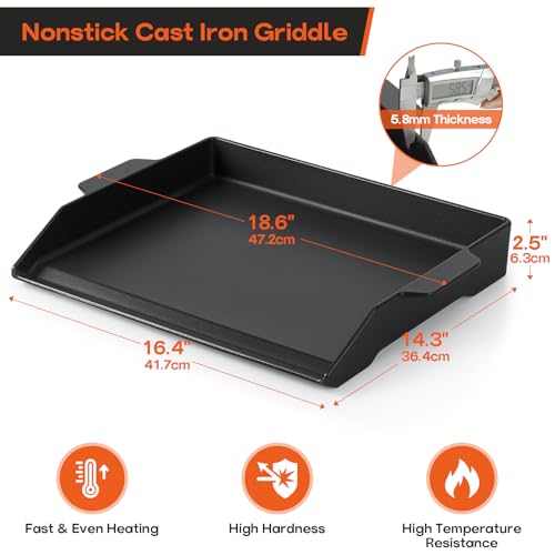 Onlyfire Universal Cast Iron Cooking Griddle (18.6" x 14" x 1.7")