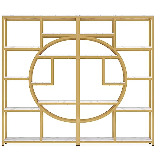 Bookshelf Industrial Etagere Bookcase (Gold / 2 Pack)