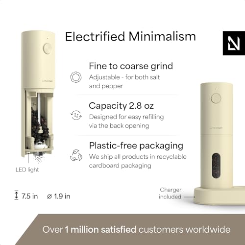 Electric Salt and Pepper Grinder Set (Butter Cream / Set of two electric grinders)