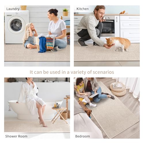 Kitchen Rugs Kitchen Mats for Floor Non Slip Washable Beige 17"x47" (A- Beige / 17"x47")