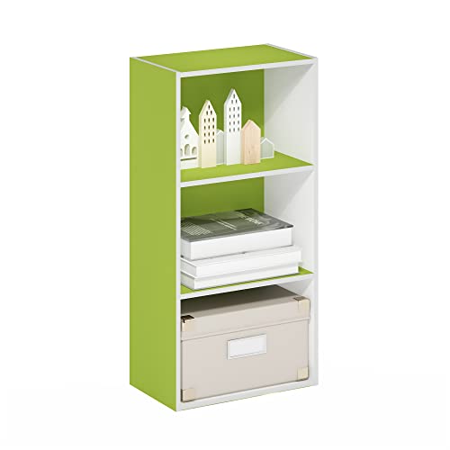 LUDER 3 Tier Book Shelf (White/Green / 3-Tier, 9.3 x 16 x 31.4)