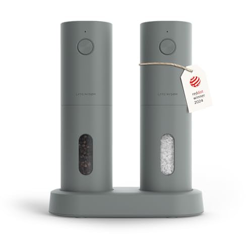 Electric Salt and Pepper Grinder Set (Ash Gray / Set of two electric grinders)