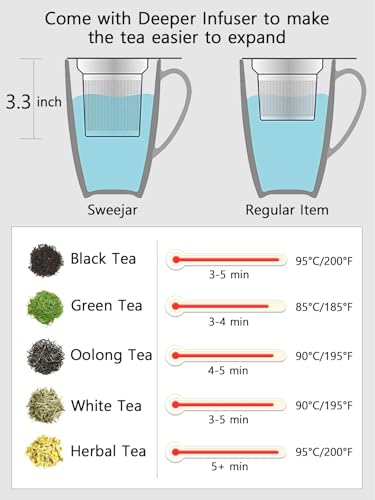 Sweejar Porcelain Tea Infuser Mug with Lid (Turquoise / Tea Cup(16 Fl Oz))
