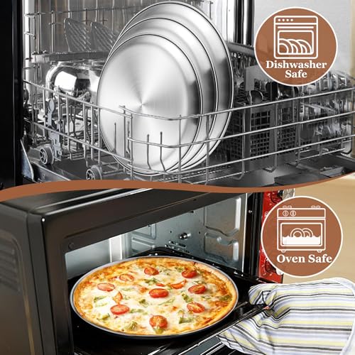 Pizza Pan, 9/10/12 Inch Stainless Steel Pizza Pans Trays Set of 3 (Silver / 9” & 10” & 12” - 3PCS)