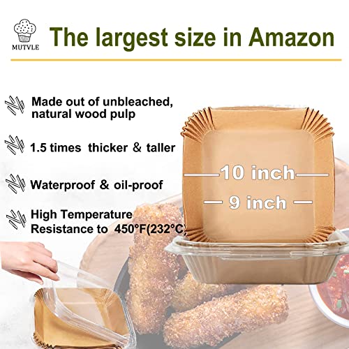 10 Inch Largest Square Air Fryer Liners Disposable for 8 (10''Square)