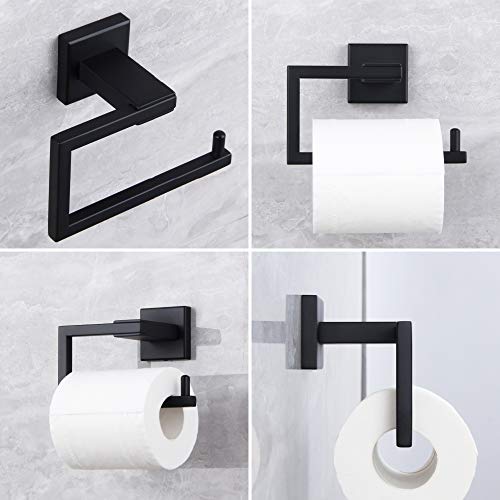 Matte Black Toilet Paper Holder SUS 304 Stainless Steel Wall Mounted Toilet Tissue Roll Holder for Bathroom (Black)