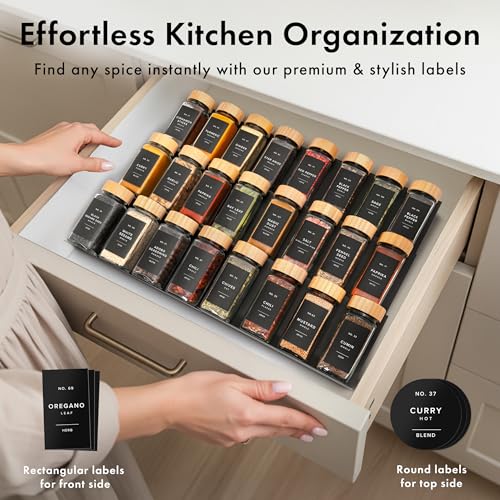 Glass Spice Jars with Label (Black Spice Labels)