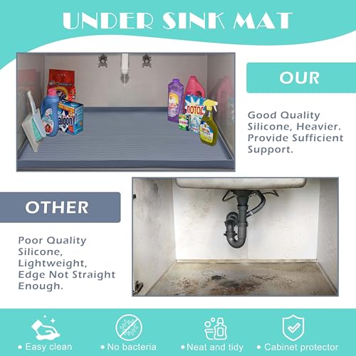 Waterproof Silicone Under Sink Mat (Black / 22"W x 28"L)