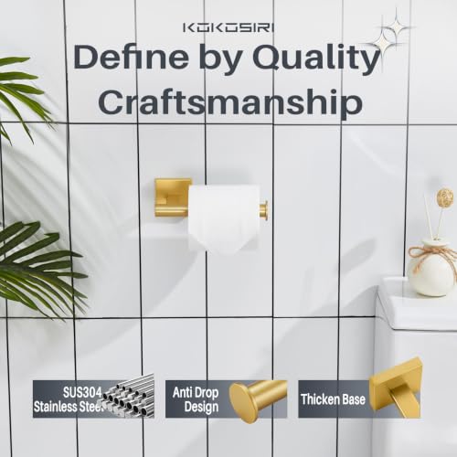 Toilet Paper Holder Tissue Paper Dispenser for Bathroom Toilet Roll Holder Wall Mounted (Brushed Gold / Vertical)