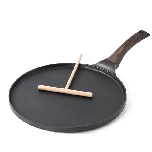 12 Inch Nonstick Crepe Pan Granite Coating Pancake Pan Black (Black / 12 Inch)