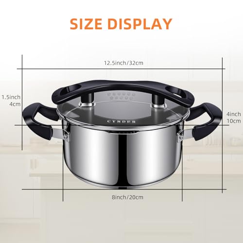 Stainless Steel Pasta Pot with Pour Spout and Strainer (CYRPP3Q / 3 Quarts)