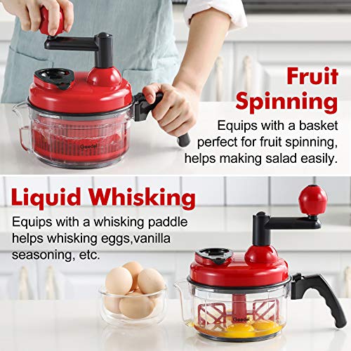 Large Food Chopper Vegetable Chopper (Red)