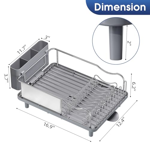 Stainless Steel Dish Drying Rack for Kitchen Counter (Gray)