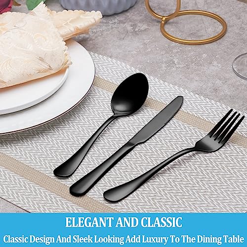60 Pcs Black Silverware Set (Black)