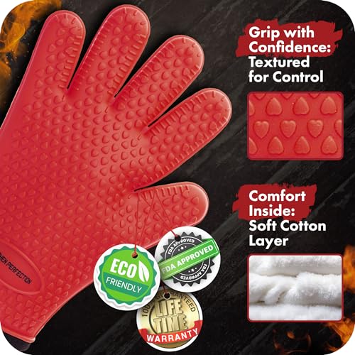 XL Silicone Smoker Oven Gloves (Red / X-Large)