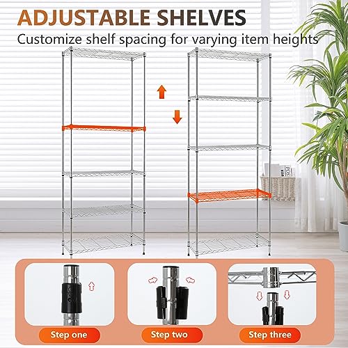 5 Tier Wire Shelf (Chrome / 24×14×59)