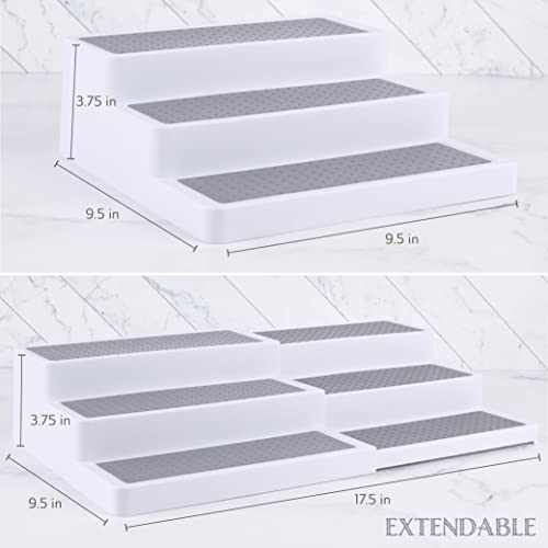 Plastic 3 Tier Expandable Spice Rack (2-Pack / White/Grey)