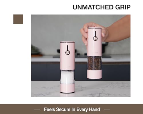 Electric Pepper Grinder and Salt Mill Set (Morning Haze+Petal Pink)