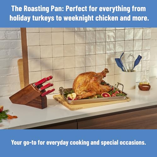 Stainless Steel Roasting Pan with Handles (18 inch)