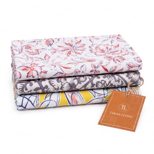 Printed Kitchen Dish Bar and Tea Towels Cotton (Set of 3 (18x28 Inches) / Multicolor)
