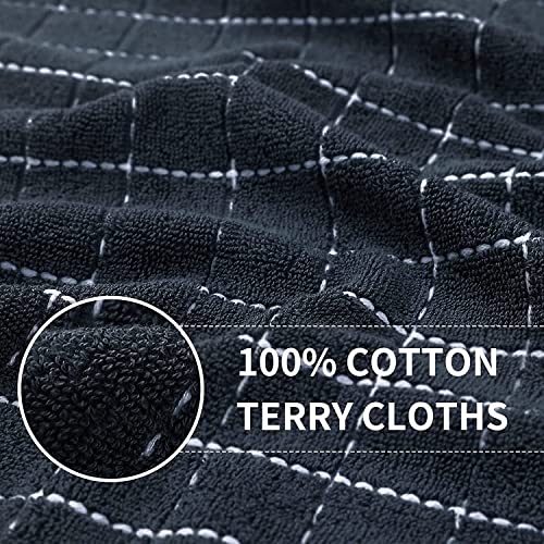 100% Cotton Terry Kitchen Towels (Dark Grey / 13 X 28 - 4 Pack)