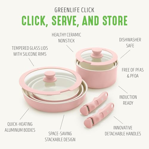 10 Piece Nonstick Pots & Pans Set (Dusty Rose)