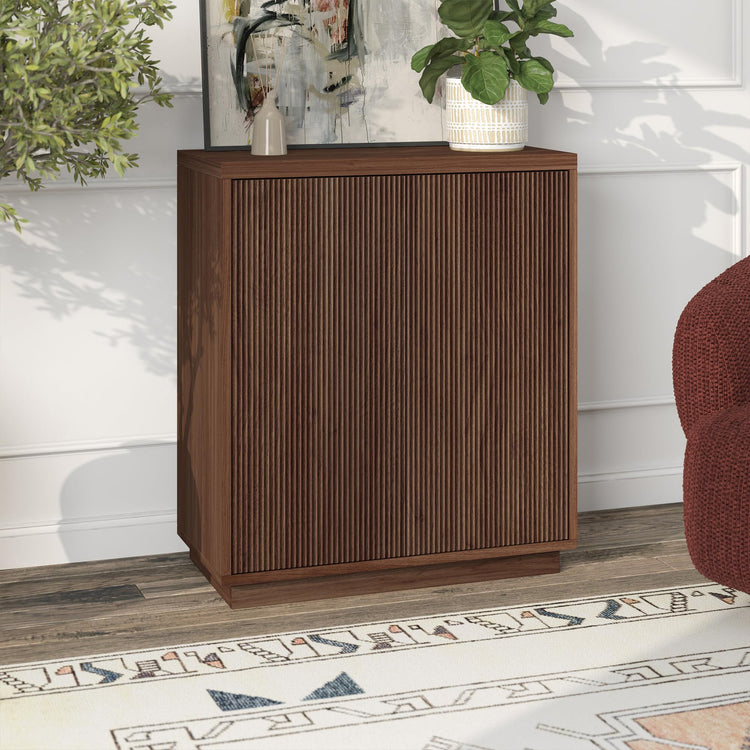 28" Fluted Accent Cabinet (Medium Walnut)