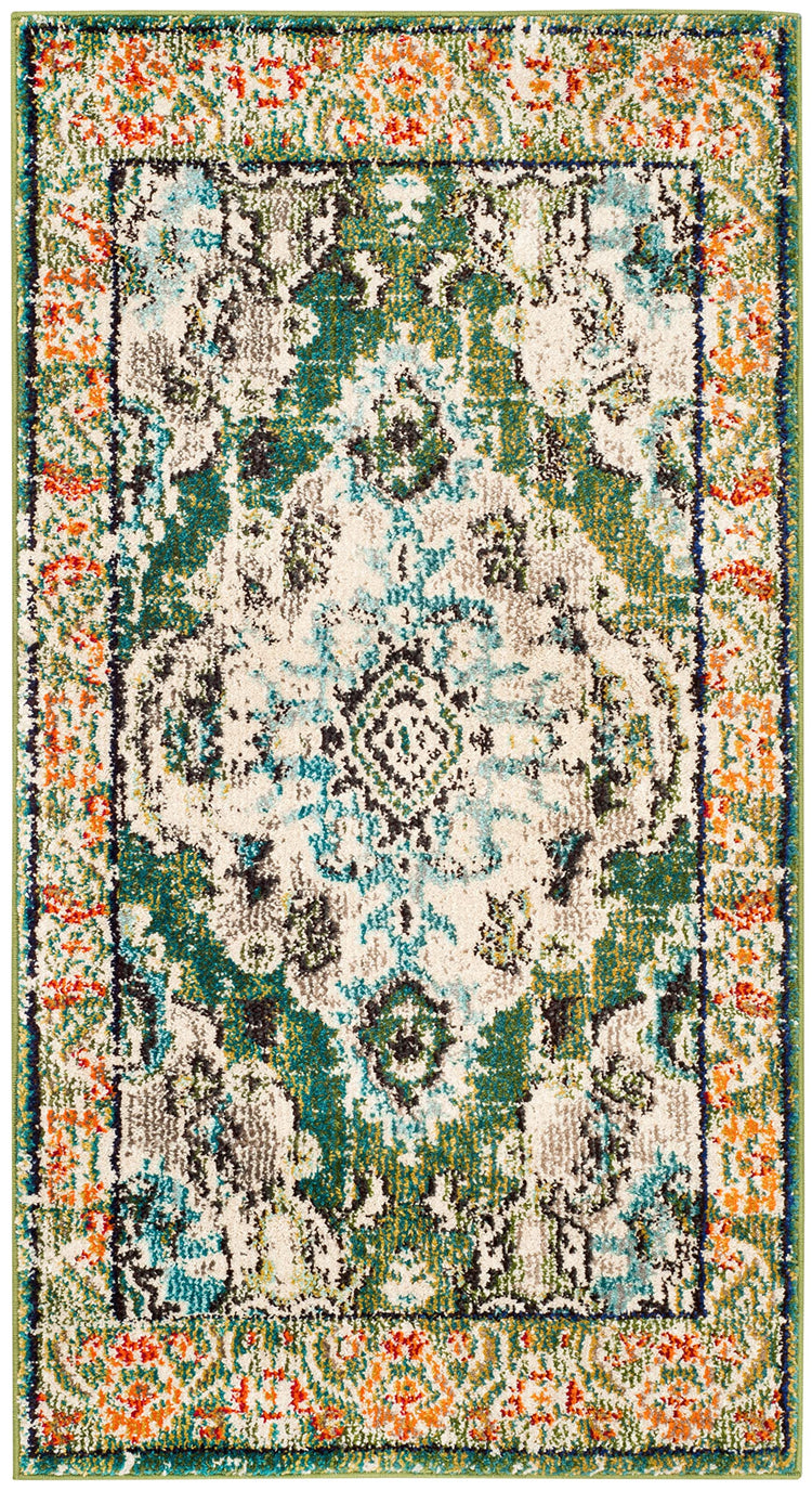 Monaco Accent Rug 2'2"x4' (2'2" x 4' (Rectangular) / Forest Green/Light Blue)