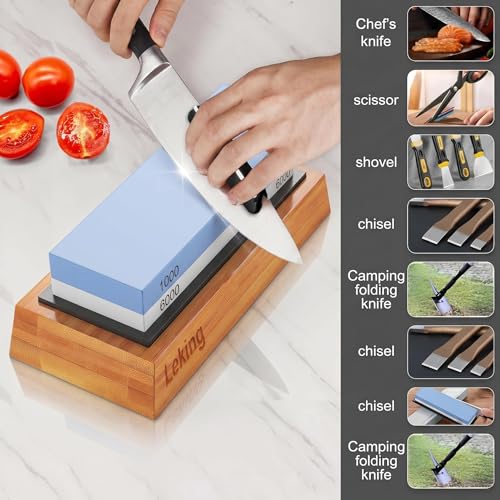 Knife Sharpener & Sharpening Stone Set (Blue)