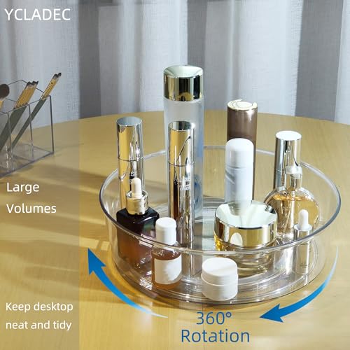 2 Pack Lazy Susan 11.5" Inch Turntable Organizer Organization Storage Container Bins Spice Rack Cabinet Rotating Condiment for Pantry Countertop Kitchen Vanity Bathroom Jewelry Holder Clear (11.5 inch 2pack)