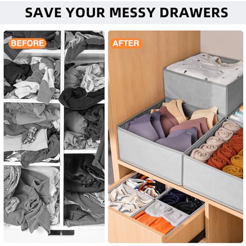 FAMILY PACK】Drawer Organizer Clothes (20 Pack / Grey)