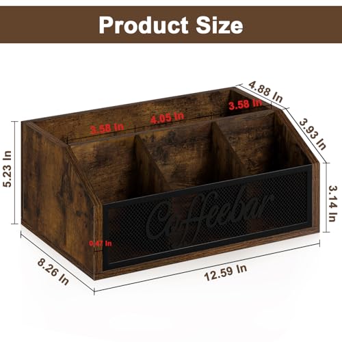 Coffee Station Organizer for Countertop (Iron Mesh-Brown / 1 Tier)