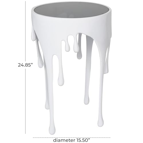 Aluminum Metal Abstract Side Table 16" x 16" x 25" (White)