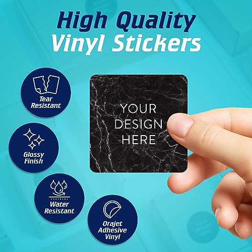 100 Custom Vinyl Stickers (Black Marble / 1.5x1.5 Square)