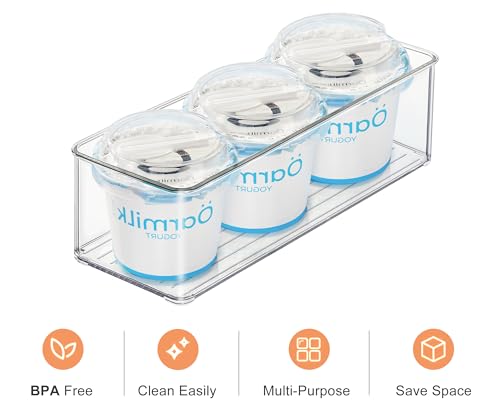 4 PACK Freezer Organizer Bins Clear Stackable Storage Bins for Fridge Organization and Storage (4 PACK)