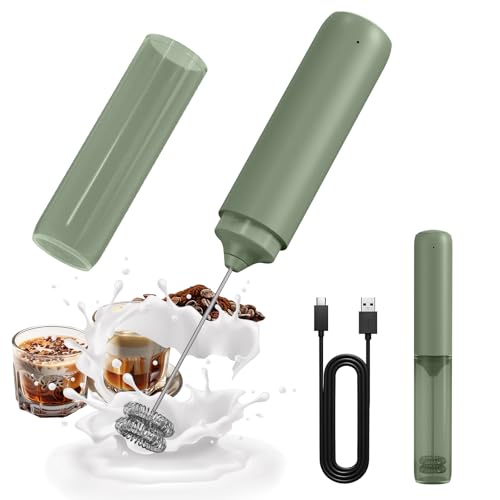 Rechargeable Milk Frother Handheld (Green)