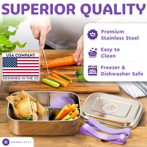 Stainless Steel Bento Box + Condiment Container (Lavender / 37oz / 1100ml)