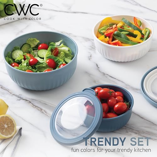 Prep Bowls with Lids (Blue/Grey / 8 Piece Set - Wide Bowls)