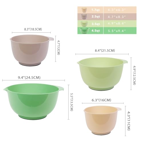 Classic Mixing Bowls Set of 4 (Mixed Green)